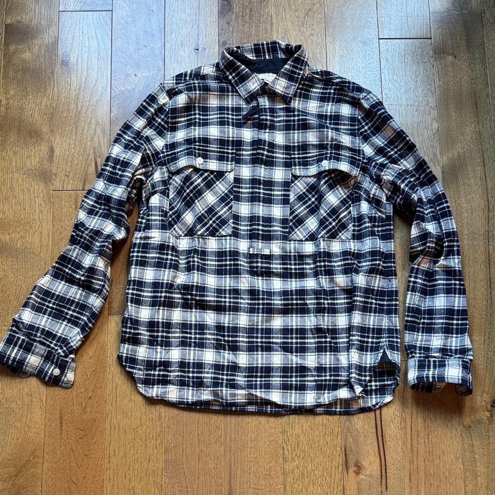Navy and cream/White Plaid Shirt